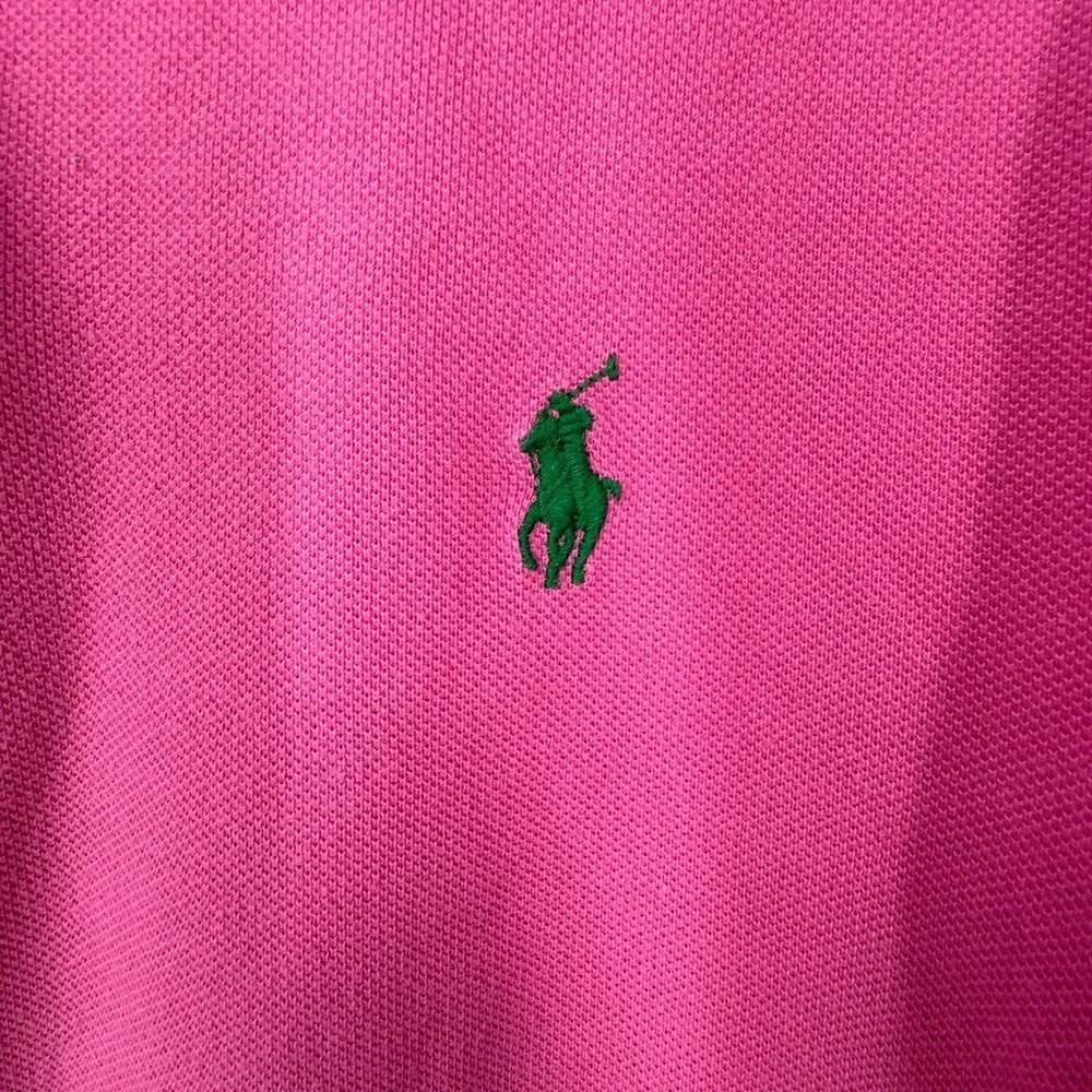 Polo Ralph Lauren Mens Custom Fit Pink Short Sleeve Polo Shirt Green Pony Large